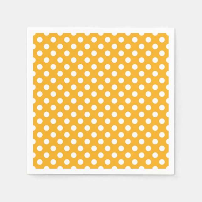 Gult och vit Polka dots Pappersservett (Framsidan)