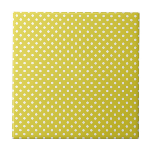 Gult och vit polkadot kakelplatta (Framsidan)