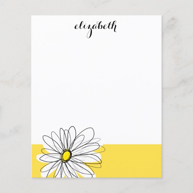 Gult och vit visuell Daisy med Anpassningsbar Text (Framsida)