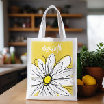 Gult och vit visuell Daisy med Anpassningsbar Text Återanvändbar Påse<br><div class="desc">En namn,  ett monogram eller en annan anpassningsbar biet. Om du vill flytta runt bilden klickar du på knappen Anpassa för att göra ändringar.</div>