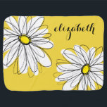 Gult och vit visuell Daisy med Anpassningsbar Text Bebisfilt<br><div class="desc">En namn,  ett monogram eller en annan anpassningsbar biet. Om du vill flytta runt bilden klickar du på knappen Anpassa för att göra ändringar.</div>