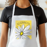 Gult och vit visuell Daisy med Anpassningsbar Text Förkläde<br><div class="desc">En namn,  ett monogram eller en annan anpassningsbar biet. Om du vill flytta runt bilden klickar du på knappen Anpassa för att göra ändringar.</div>
