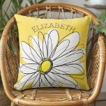 Gult och vit visuell Daisy med Anpassningsbar Text Kudde<br><div class="desc">En namn,  ett monogram eller en annan anpassningsbar biet. Om du vill flytta runt bilden klickar du på knappen Anpassa för att göra ändringar.</div>