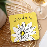 Gult och vit visuell Daisy med Anpassningsbar Text Underlägg Papper Kvadrat<br><div class="desc">En namn,  ett monogram eller en annan anpassningsbar biet. Om du vill flytta runt bilden klickar du på knappen Anpassa för att göra ändringar.</div>