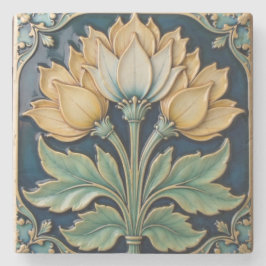 Gult och vita Blommigtar Stone Underlägg