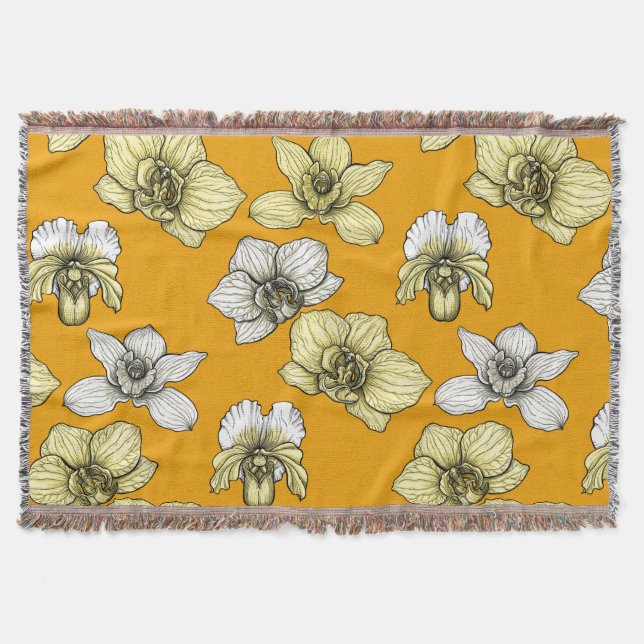 Gult och vita blommor filt (Framsidan)