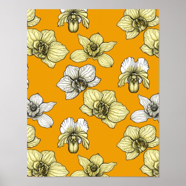 Gult och vita blommor poster (Framsidan)