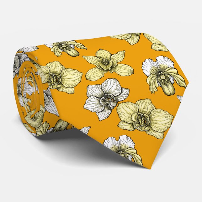 Gult och vita blommor slips (Rullad)