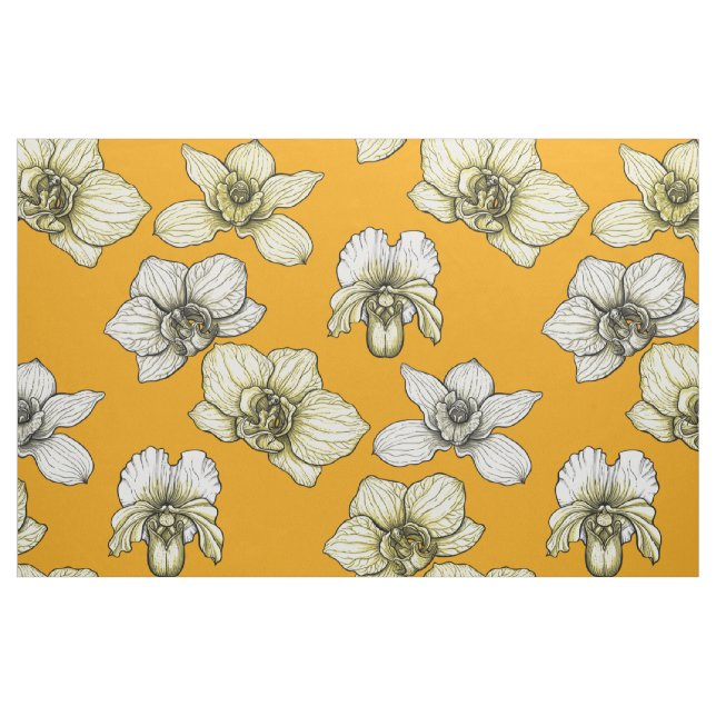 Gult och vita blommor tyg (Fat Quarter)