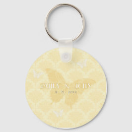 Gult och vita Bröllop Butterflies Nyckelring