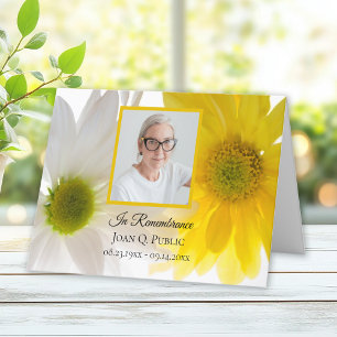 Gult och vita Daisy Funeral Memorial Sympati Tack Kort