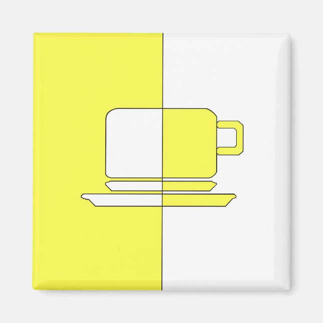 Gult och Vita Kopp Magnet (Framsidan)