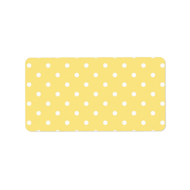 Gult och Vita Polka dots Mönster. Adressetikett (Framsidan)