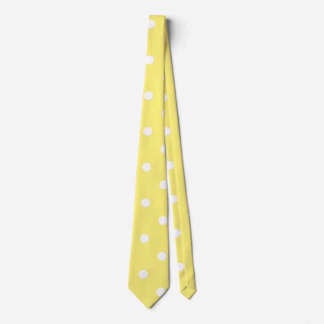 Gult och Vita Polka dots Mönster Slips (Framsida)