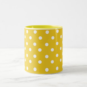 GULT OCH VITA POLKA DOTS Två-Tonad MUGG
