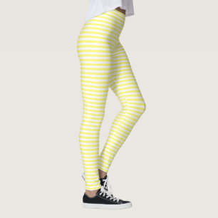 Gult och Vita Vågrät Streck sommarutseende Leggings