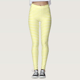Gult och Vita Vågrät Streck sommarutseende Leggings
