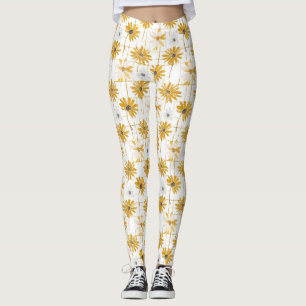Gult- och vitblommor - Distress Golden Play Leggings