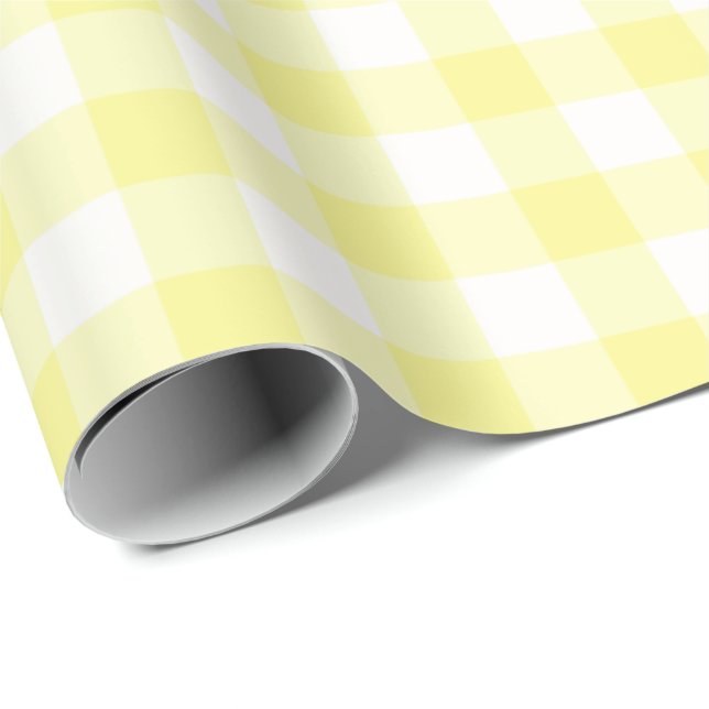 Gult- och vitGingham som slår in papper Presentpapper (Rullad Hörn)