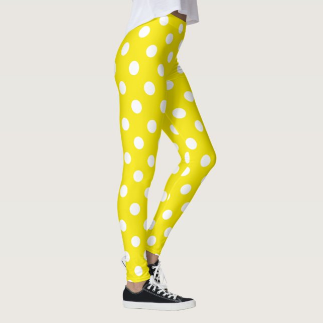 Gult- och vitpolkaen pricker leggings (Höger)