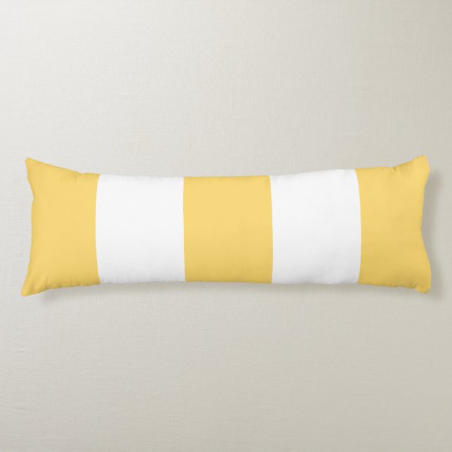Gult och vitt Rand Kroppskudde (Framsidan)