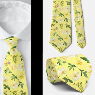 Gult och White Cream Ro Neck Tie Necktie Slips