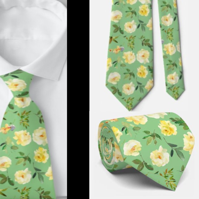 Gult och White Cream Ro Neck Tie Necktie Slips (Skapare uppladdad)