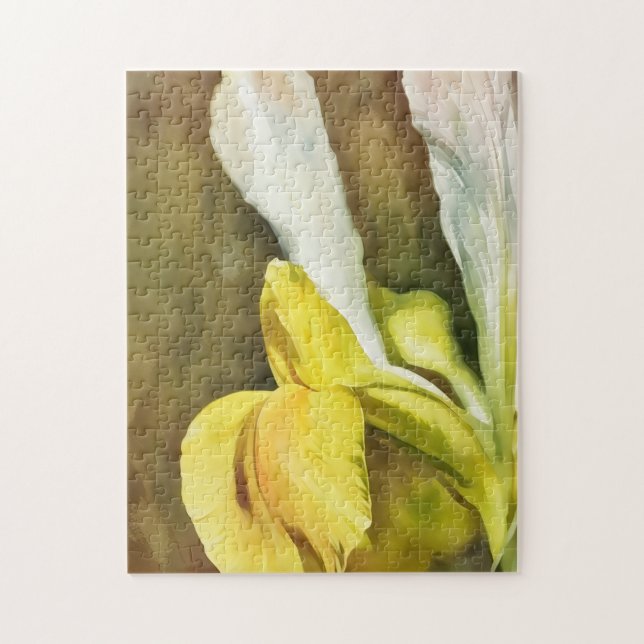 Gult och White Dutch Iris Art Puzzle Pussel (Vertikal)