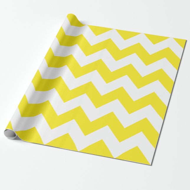Gult och White Extra Large Chevron Presentpapper (Utrullad)