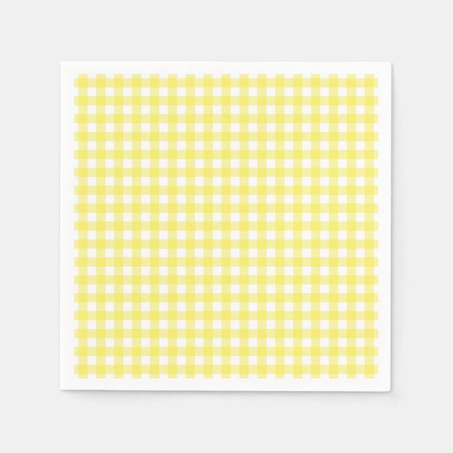 Gult och White Gingham Design Pappersservett (Framsidan)