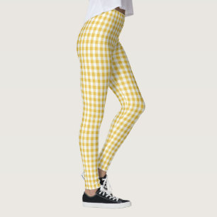 Gult och White Gingham Leggings