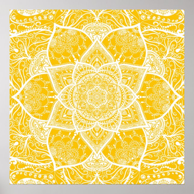 Gult och White Mandala - Loergann in Honung Poster (Framsidan)