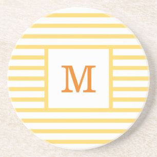 Gult och White Rand Anpassningsbar Monogram Sandst Underlägg