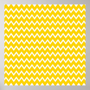 Gult och White Zigzag Mönster Poster
