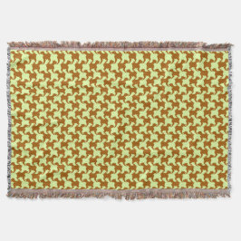 Gult Ochre Houndstooth med hundar Throw Blanket Mysfilt
