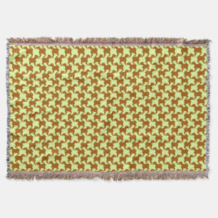 Gult Ochre Houndstooth med hundar Throw Blanket Mysfilt