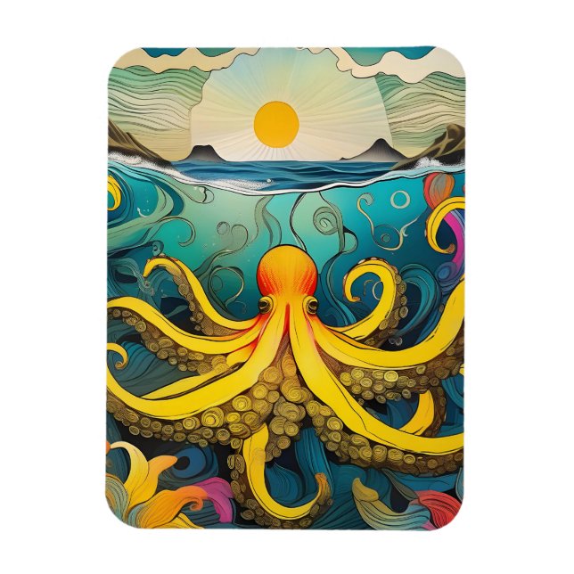 Gult Octopus Magnet (Vertikal)