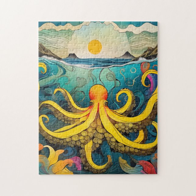 Gult Octopus Pussel (Vertikal)