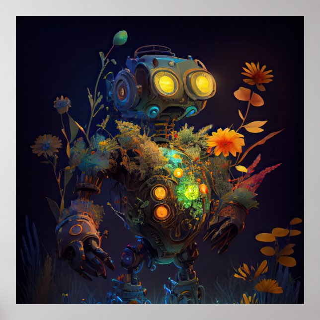Gult Ögon Tropical Flowers Robot Poster (Framsidan)