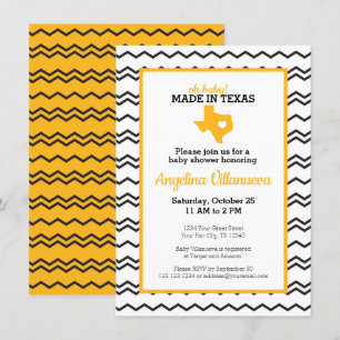 Gult Oh Baby! Chevron Made in Texas Shower Inbjudningar