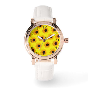 Gult Oil Painting Sunblommor Armbandsur