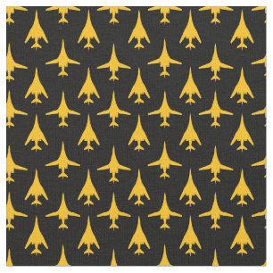 Gult om Black B-1-spritbomber Mönster Fabric Tyg