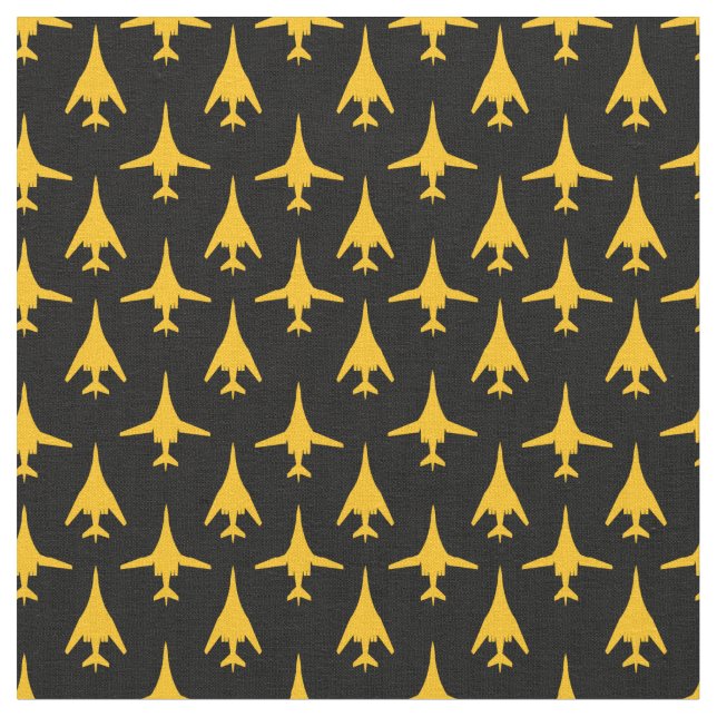 Gult om Black B-1-spritbomber Mönster Fabric Tyg (Närbild)