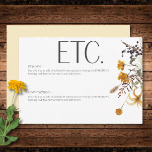 Gult om Boho Golden Gult Meadow Flowers Tilläggskort