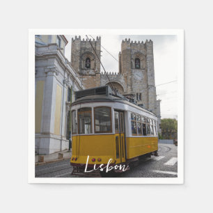 Gult om katedralen i Lissabon i Portugal Pappersservett