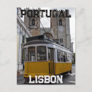 Gult om katedralen i Lissabon i Portugal Vykort