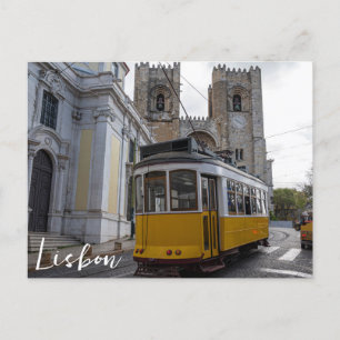 Gult om katedralen i Lissabon i Portugal Vykort