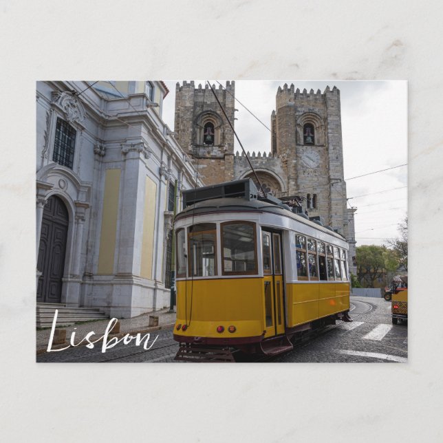 Gult om katedralen i Lissabon i Portugal Vykort (Framsida)