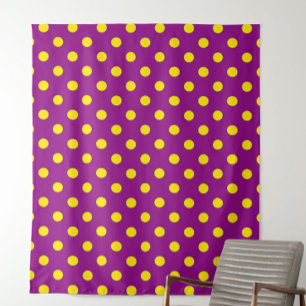 Gult om Lila Polka dots Mönster Design Tyg