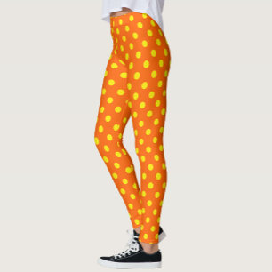 Gult om Orange Mönster Polka dots Design Leggings